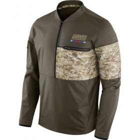 Wholesale Cheap Men\'s New York Giants Nike Olive Salute to Service Sideline Hybrid Half-Zip Pullover Jacket
