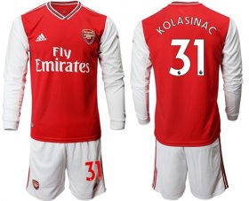 Wholesale Cheap Arsenal #31 Kolasinac Red Home Long Sleeves Soccer Club Jersey