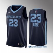 Wholesale Cheap Men's Memphis Grizzlies #23 Derrick Rose Navy Icon Edition Stitched Basketball Jersey