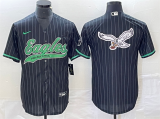Wholesale Cheap Men's Philadelphia Eagles Black Team Big Logo Cool Base Stitched Baseball Jersey