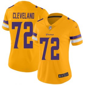 Wholesale Cheap Nike Vikings #72 Ezra Cleveland Gold Women\'s Stitched NFL Limited Inverted Legend Jersey
