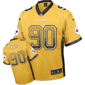 Wholesale Cheap Nike Steelers #90 T. J. Watt Gold Men\'s Stitched NFL Elite Drift Fashion Jersey
