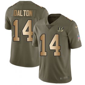Wholesale Cheap Nike Bengals #14 Andy Dalton Olive/Gold Youth Stitched NFL Limited 2017 Salute to Service Jersey