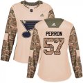 Wholesale Cheap Adidas Blues #57 David Perron Camo Authentic 2017 Veterans Day Women's Stitched NHL Jersey