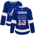 Cheap Adidas Lightning #19 Barclay Goodrow Blue Home Authentic USA Flag Women's Stitched NHL Jersey
