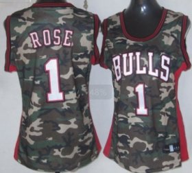 Wholesale Cheap Chicago Bulls #1 Derrick Rose Camo Fashion Womens Jersey