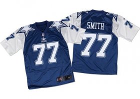 Wholesale Cheap Nike Cowboys #77 Tyron Smith Navy Blue/White Throwback Men\'s Stitched NFL Elite Jersey