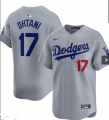 Cheap Men's Los Angeles Dodgers #17 Shohei Ohtani Gray Cool Base Stitched Baseball Jersey