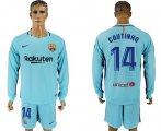 Wholesale Cheap Barcelona #14 Coutinho Away Long Sleeves Soccer Club Jersey
