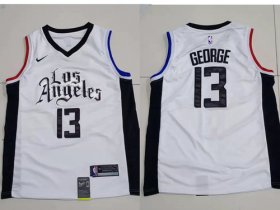Wholesale Cheap Men\'s Los Angeles Clippers 13 Paul George White City Edition Nike Swingman Jersey