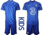 Wholesale Cheap Youth 2021-2022 Club Chelsea FC home blue blank Nike Soccer Jerseys