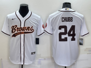 Wholesale Cheap Men's Cleveland Browns #24 Nick Chubb White Stitched Cool Base Nike Baseball Jersey