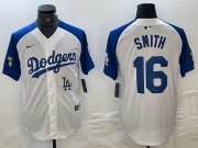 Cheap Men's Los Angeles Dodgers #16 Will Smith White Blue Fashion Stitched Cool Base Limited Jerseys