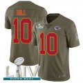 Wholesale Cheap Nike Chiefs #10 Tyreek Hill Olive Super Bowl LIV 2020 Men's Stitched NFL Limited 2017 Salute To Service Jersey