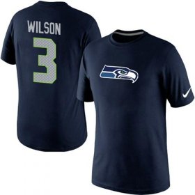 Wholesale Cheap Nike Seattle Seahawks #3 Russell Wilson Name & Number NFL T-Shirt Blue