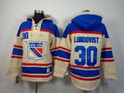 Wholesale Cheap Rangers #30 Henrik Lundqvist Cream Sawyer Hooded Sweatshirt Stitched NHL Jersey
