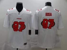 Wholesale Cheap Men\'s San Francisco 49ers #97 Nick Bosa White 2020 Shadow Logo Vapor Untouchable Stitched NFL Nike Limited Jersey