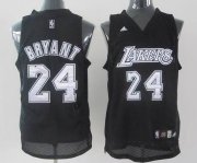 Wholesale Cheap Los Angeles Lakers #24 Kobe Bryant Black With Silvery Swingman Jersey