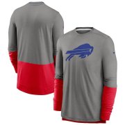 Wholesale Cheap Buffalo Bills Nike Sideline Player Performance Long Sleeve T-Shirt Heathered Gray Red