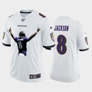 Cheap Baltimore Ravens #8 Lamar Jackson Nike Team Hero 7 Vapor Limited NFL 100 Jersey White