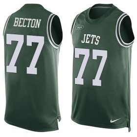 Wholesale Cheap Nike Jets #77 Mekhi Becton Green Team Color Men\'s Stitched NFL Limited Tank Top Jersey