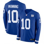 Wholesale Cheap Nike Giants #10 Eli Manning Royal Blue Team Color Men's Stitched NFL Limited Therma Long Sleeve Jersey