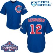 Wholesale Cheap Cubs #12 Kyle Schwarber Blue Alternate 2016 World Series Champions Stitched Youth MLB Jersey