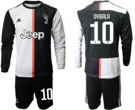 Wholesale Cheap Juventus #10 Dybala Home Long Sleeves Soccer Club Jersey
