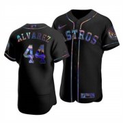 Wholesale Cheap Men's Houston Astros #44 Yordan Alvarez Nike Iridescent Holographic Collection MLB Jersey - Black