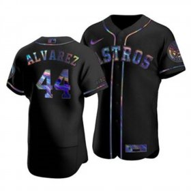 Wholesale Cheap Men\'s Houston Astros #44 Yordan Alvarez Nike Iridescent Holographic Collection MLB Jersey - Black