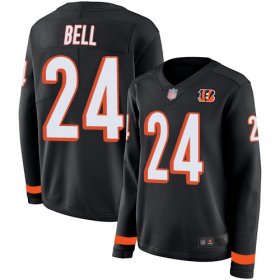 Wholesale Cheap Nike Bengals #24 Vonn Bell Black Team Color Women\'s Stitched NFL Limited Therma Long Sleeve Jersey