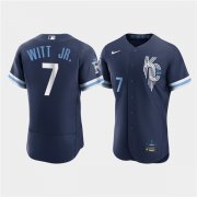 Wholesale Cheap Men's Kansas City Royals #7 Bobby Witt Jr. 2022 Navy City Connect Flex Base Stitched MLB Jersey