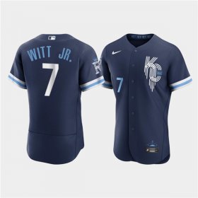 Wholesale Cheap Men\'s Kansas City Royals #7 Bobby Witt Jr. 2022 Navy City Connect Flex Base Stitched MLB Jersey
