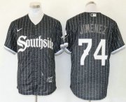 Wholesale Cheap Men's Chicago White Sox #74 Eloy Jimenez Black 2021 City Connect Stitched MLB Cool Base Nike Jersey