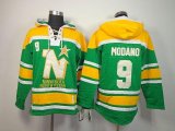 Wholesale Cheap Stars #9 Mike Modano Green Sawyer Hooded Sweatshirt Stitched NHL Jersey