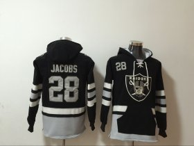 Wholesale Cheap Men\'s Las Vegas Raiders #28 Josh Jacobs NEW Black Pocket Stitched NFL Pullover Hoodie