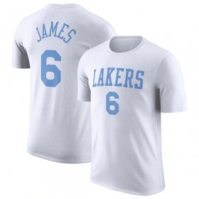 Cheap Men\'s Los Angeles Lakers #6 LeBron James White 2022-23 Classic Edition Name & Number T-Shirt