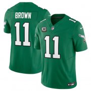 Wholesale Cheap Youth Philadelphia Eagles #11 A. J. Brown Green 2023 F.U.S.E. With C Patch Stitched Football Jersey