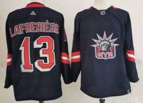 Wholesale Cheap Men\'s New York Rangers #13 Alexis Lafreniere Navy Blue Adidas 2020-21 Stitched NHL JerseyL Jersey