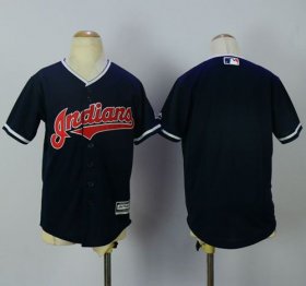 Wholesale Cheap Indians Blank Navy Blue Cool Base Stitched Youth MLB Jersey