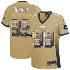 Wholesale Cheap Nike Rams #99 Aaron Donald Gold Women\'s Stitched NFL Elite Drift Fashion Jersey