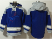 Wholesale Cheap Men's Los Angeles Dodgers Blank Blue Ageless Must Have Lace Up Pullover Hoodie
