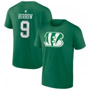 Wholesale Cheap Men's Cincinnati Bengals #9 Joe Burrow Green St. Patrick's Day Icon Player T-Shirt