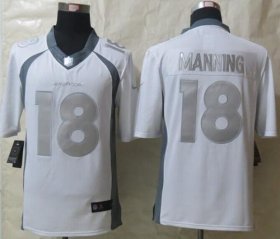 Wholesale Cheap Nike Broncos #18 Peyton Manning White Men\'s Stitched NFL Limited Platinum Jersey