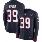 Wholesale Cheap Nike Texans #39 Tashaun Gipson Navy Blue Team Color Men's Stitched NFL Limited Therma Long Sleeve Jersey