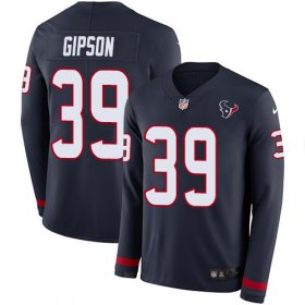 Wholesale Cheap Nike Texans #39 Tashaun Gipson Navy Blue Team Color Men\'s Stitched NFL Limited Therma Long Sleeve Jersey