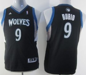 Cheap Minnesota Timberwolves #9 Ricky Rubio Black Kids Jersey