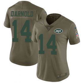 Wholesale Cheap Nike Jets #14 Sam Darnold Olive Women\'s Stitched NFL Limited 2017 Salute to Service Jersey