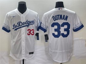 Wholesale Cheap Men\'s Los Angeles Dodgers #33 James Outman White City Connect Flex Base Stitched Baseball Jersey