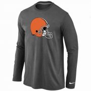 Wholesale Cheap Nike Cleveland Browns Logo Long Sleeve T-Shirt Dark Grey